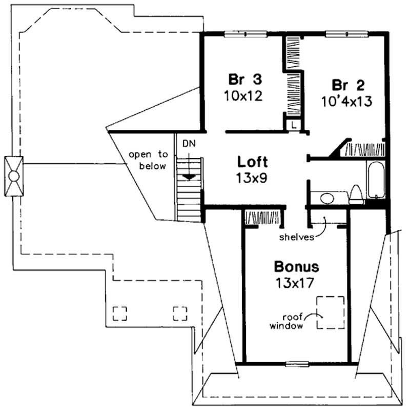 Floor Plan Second Story of Cape Cod Plan #146-1334