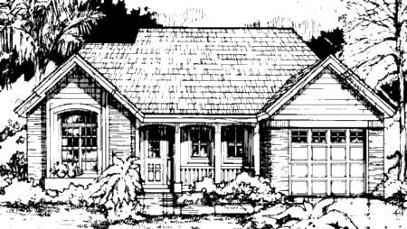 Front view of Country home (ThePlanCollection: House Plan #146-1343)
