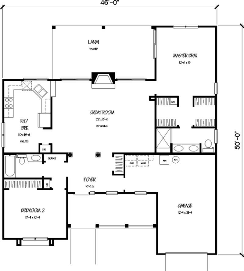 Floor Plan First Story of Country Plan #146-1343
