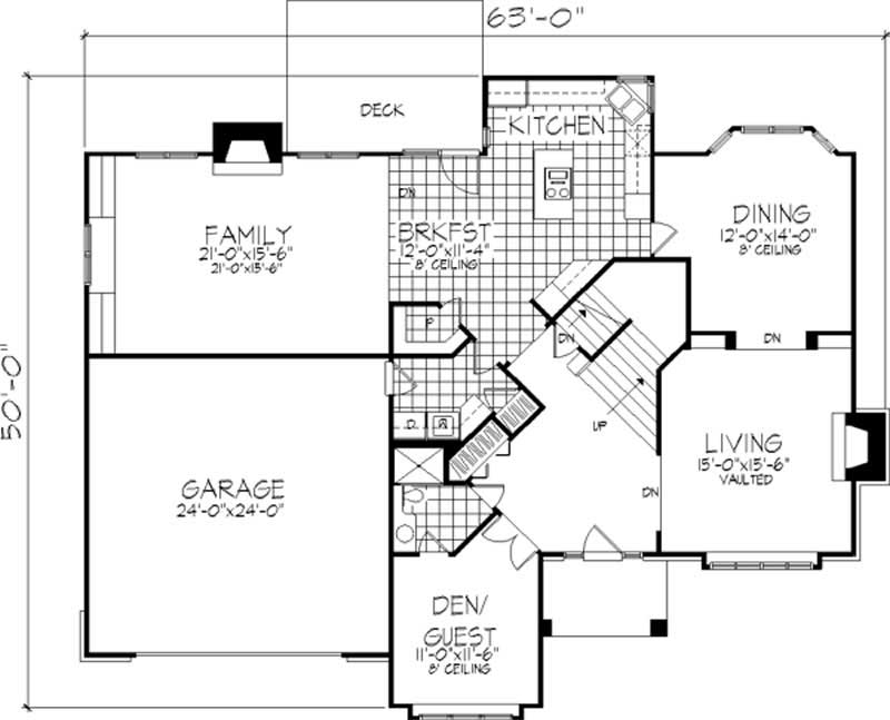 Floor Plan First Story of Country Plan #146-1346