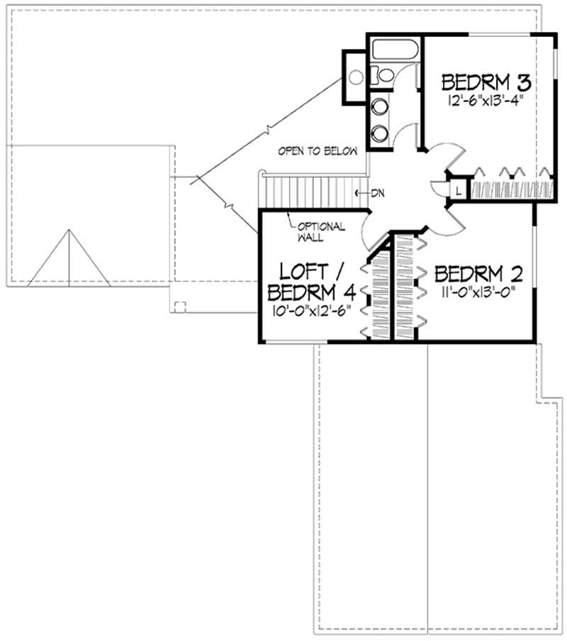 Floor Plan Second Story of Cape Cod Plan #146-1347
