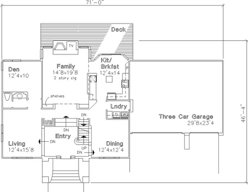 Floor Plan First Story of Colonial Plan #146-1349