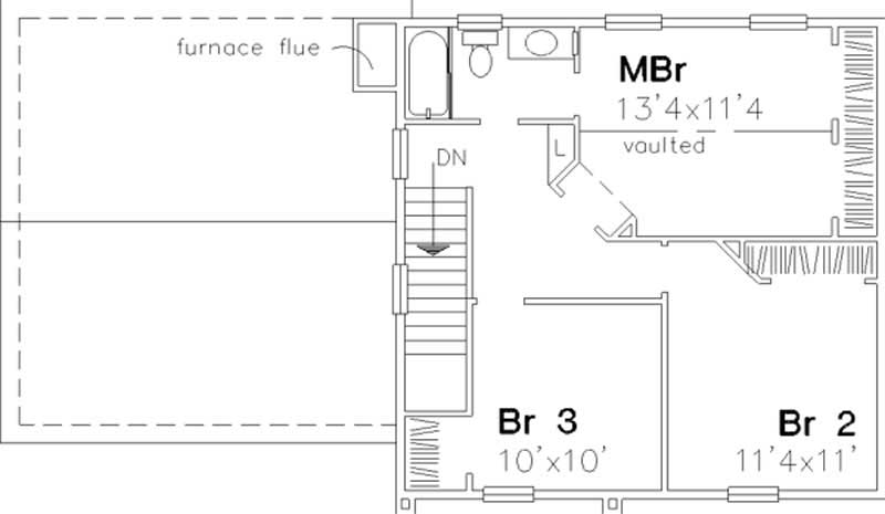 Floor Plan Second Story of Colonial Plan #146-1352
