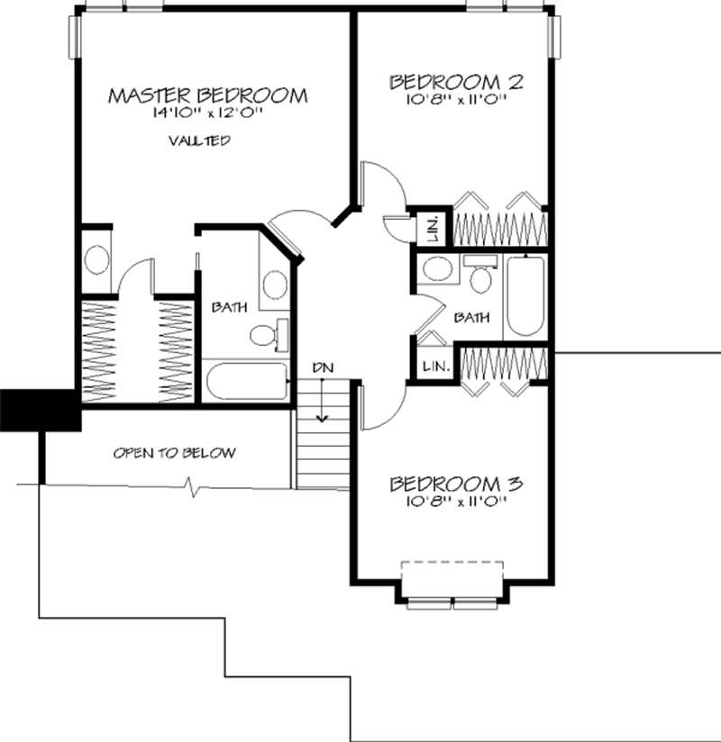 Floor Plan Second Story of Country Plan #146-1353