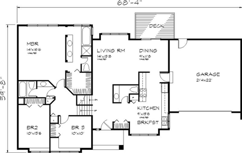 Floor Plan First Story of Ranch Plan #146-1358