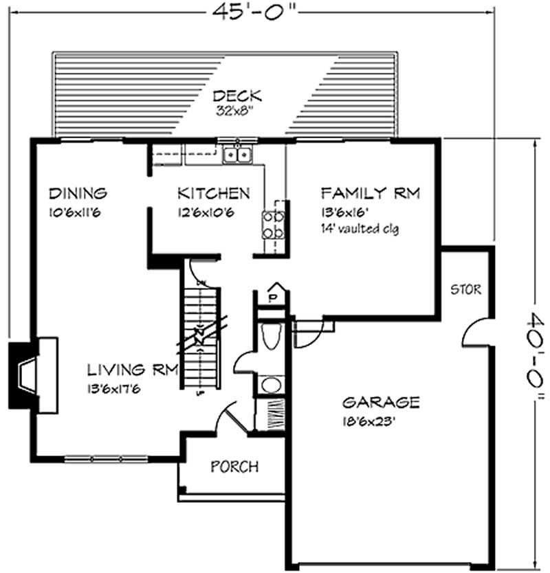 Floor Plan First Story of Country Plan #146-1364