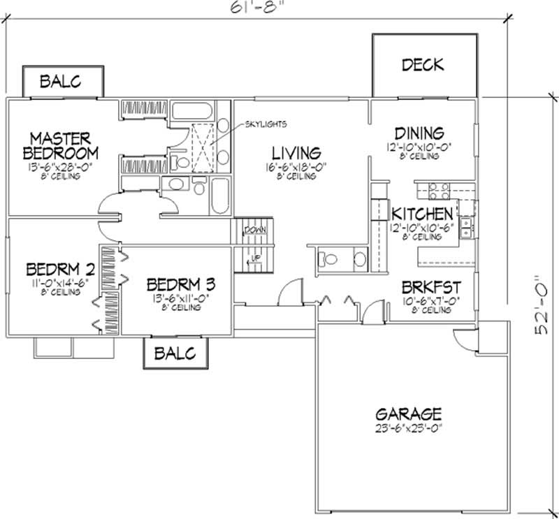 Floor Plan Second Story of Ranch Plan #146-1366