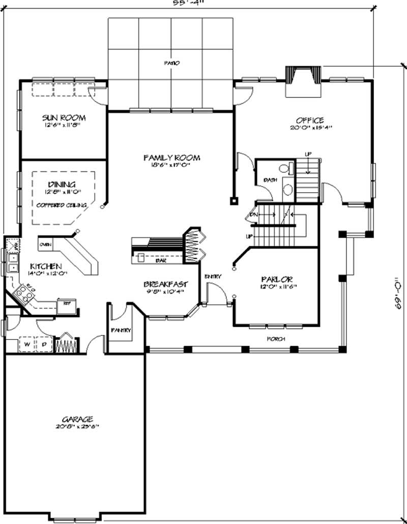 Floor Plan First Story of Country Plan #146-1368
