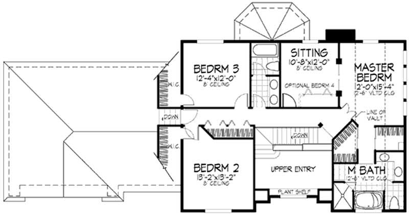 Floor Plan Second Story of European Plan #146-1371
