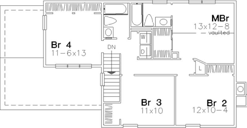 Floor Plan Second Story of Country Plan #146-1373