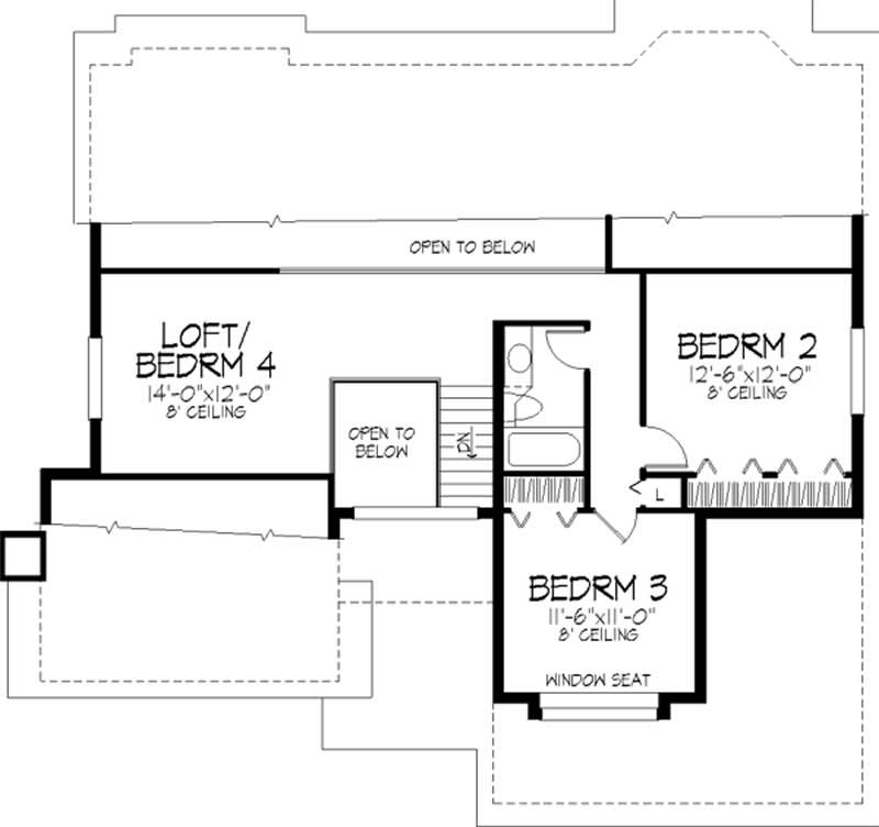 Floor Plan Second Story of Cape Cod Plan #146-1381
