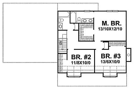 Floor Plan Second Story of Craftsman Plan #146-1388