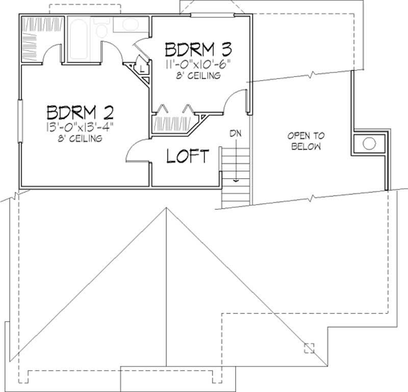 Floor Plan Second Story of Cape Cod Plan #146-1389