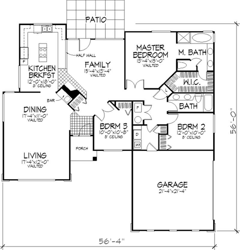 Floor Plan First Story of Country Plan #146-1391