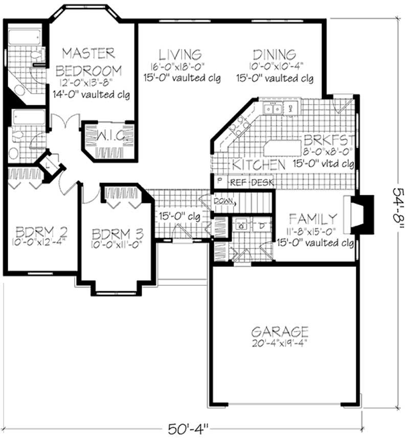 Floor Plan First Story of Country Plan #146-1392