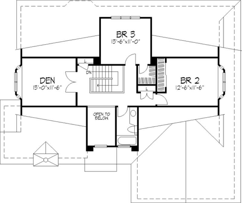 Floor Plan Second Story of Cape Cod Plan #146-1393