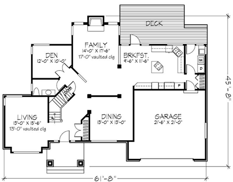 Floor Plan First Story of Country Plan #146-1396
