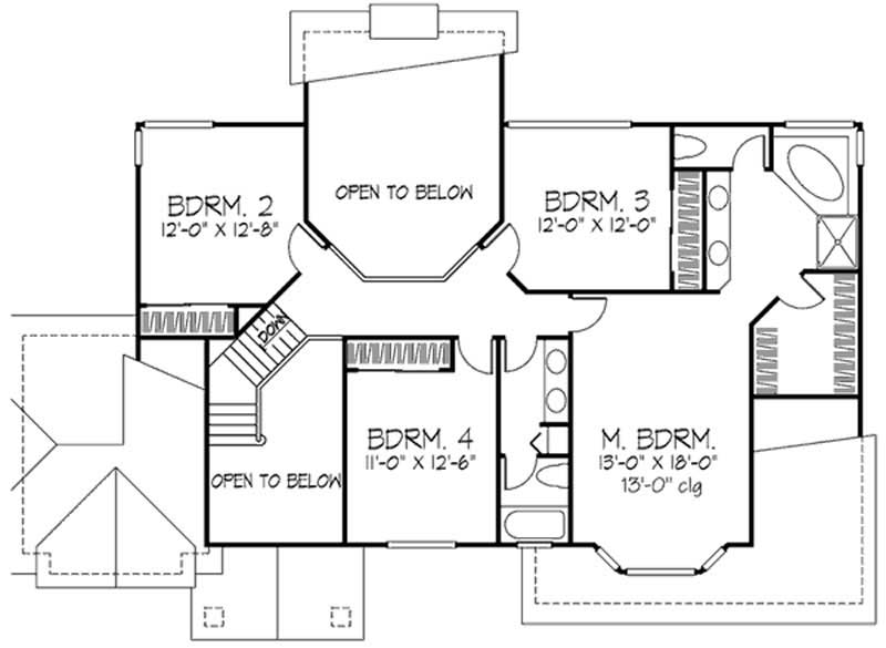 Floor Plan Second Story of Country Plan #146-1396