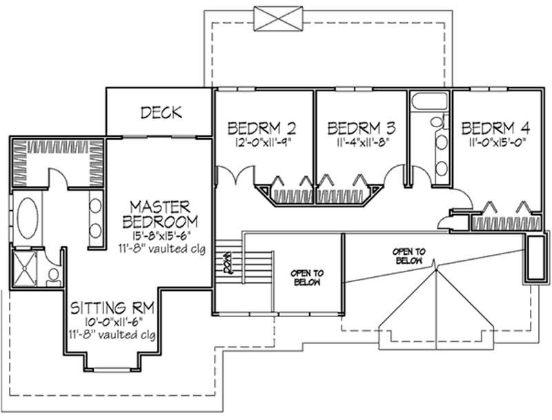 Floor Plan Second Story of Country Plan #146-1397