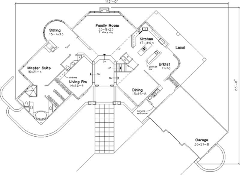 Floor Plan First Story of Mediterranean Plan #146-1401