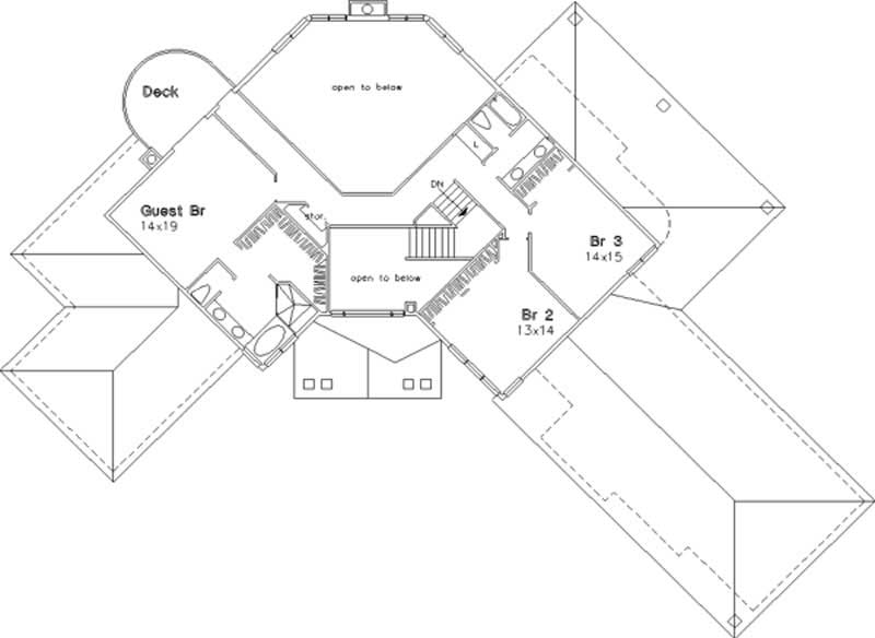 Floor Plan Second Story of Mediterranean Plan #146-1401