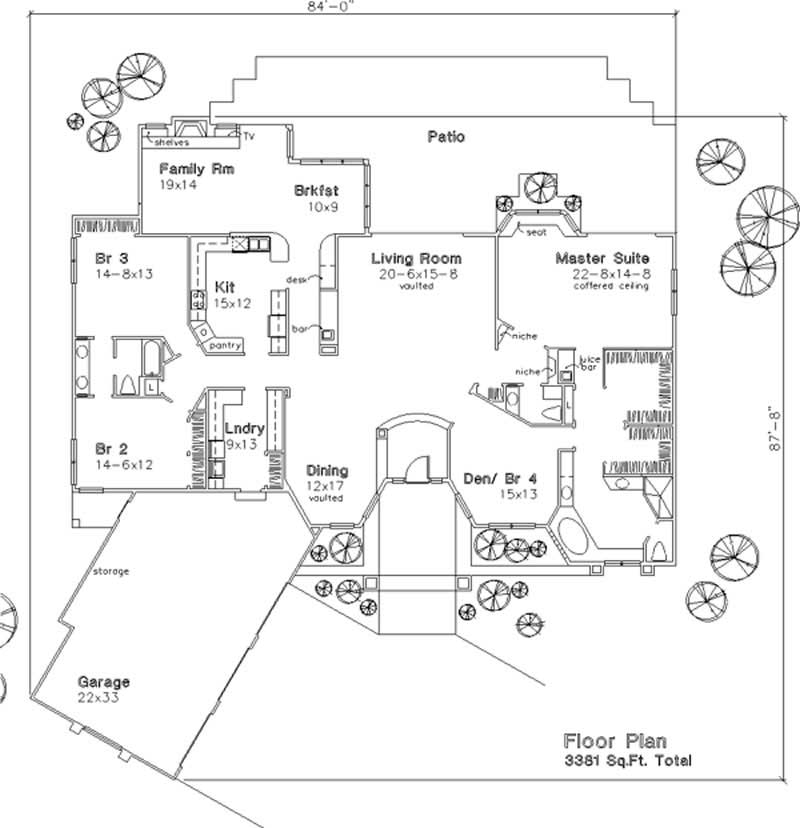 Floor Plan First Story of European Plan #146-1402