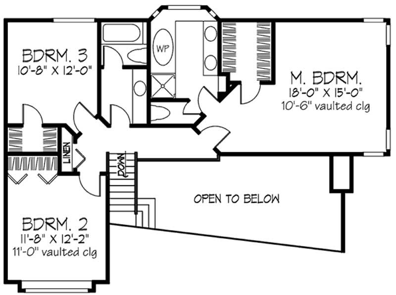 Floor Plan Second Story of Country Plan #146-1405