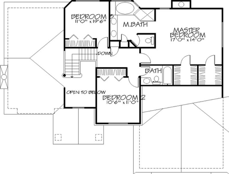 Floor Plan Second Story of Country Plan #146-1406
