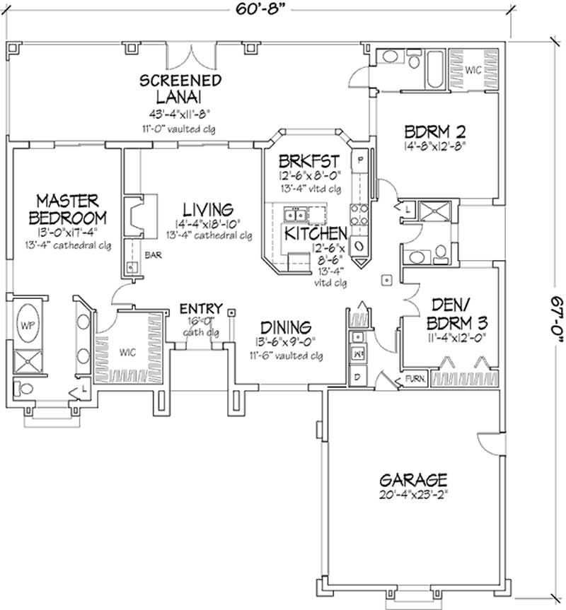 Floor Plan First Story of Florida Style Plan #146-1411