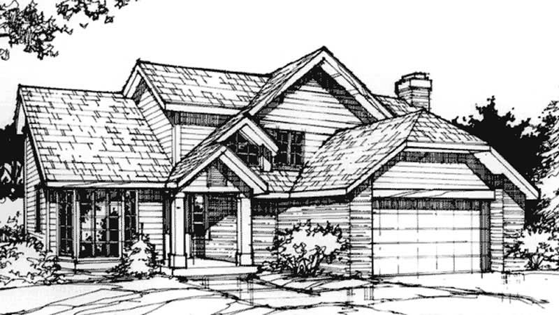 Front view of Country home (ThePlanCollection: House Plan #146-1412)