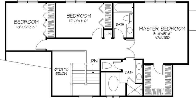 Floor Plan Second Story of Country Plan #146-1412