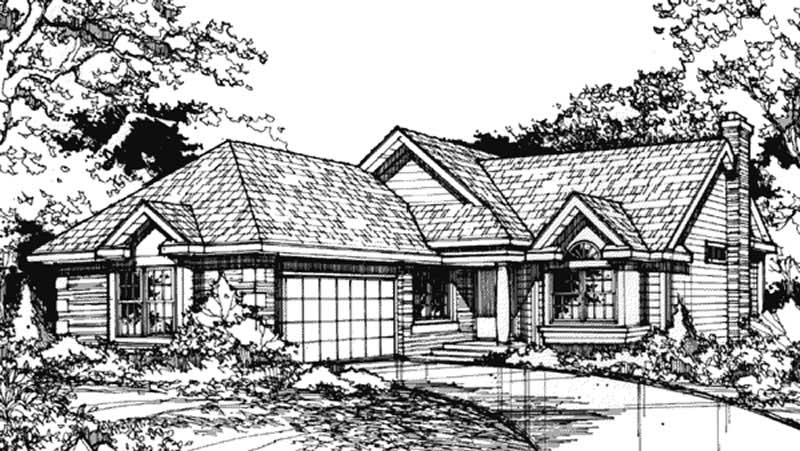Front view of Country home (ThePlanCollection: House Plan #146-1415)
