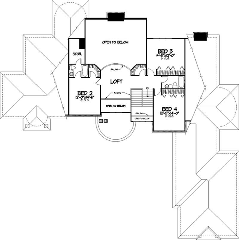 Floor Plan Second Story of Cape Cod Plan #146-1416