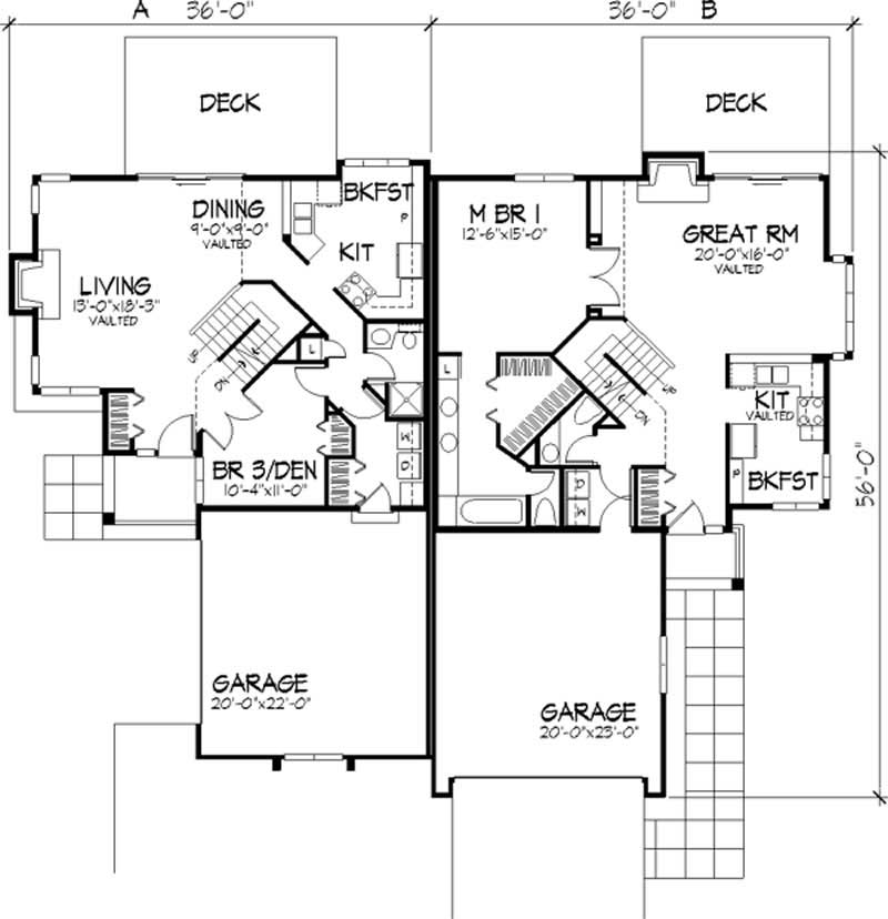 Floor Plan First Story of Country Plan #146-1418