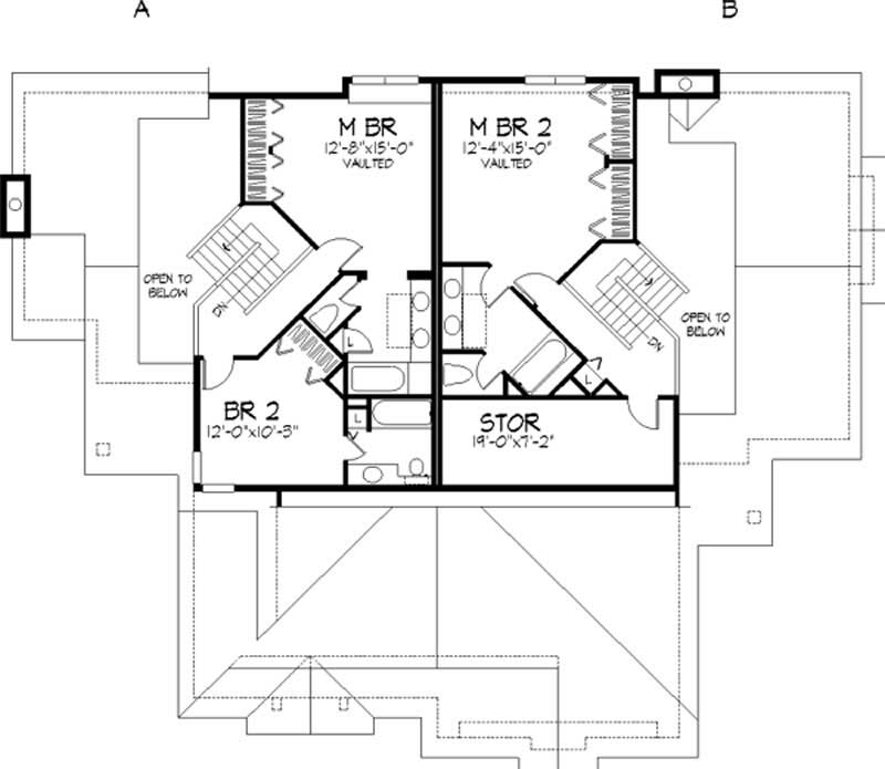 Floor Plan Second Story of Country Plan #146-1418