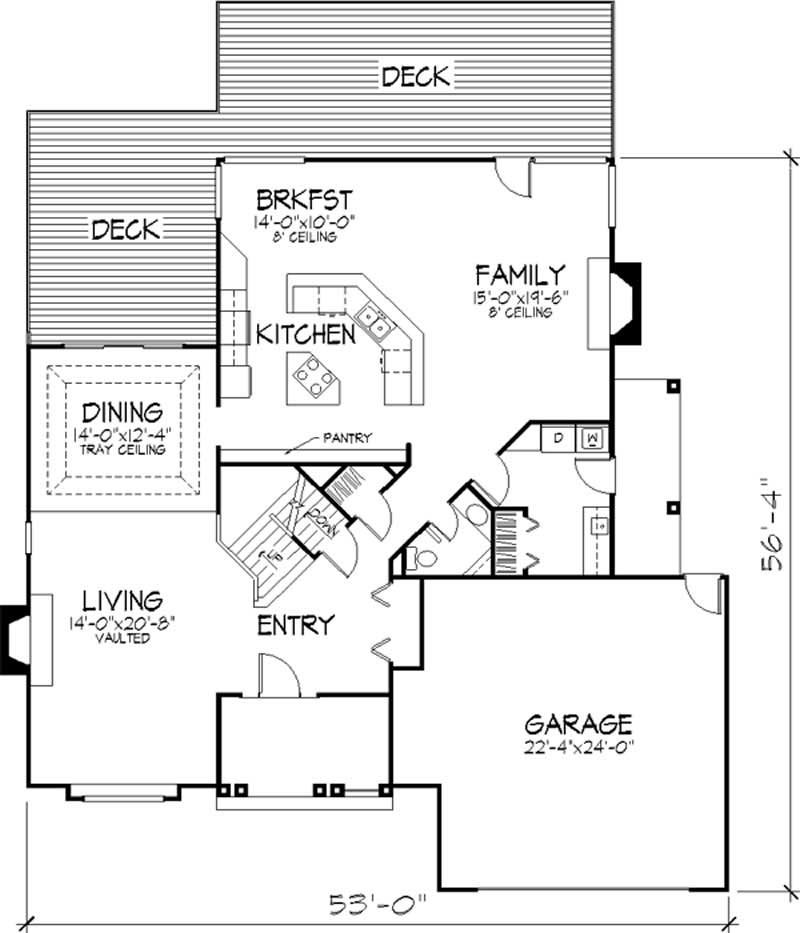Floor Plan First Story of Country Plan #146-1422