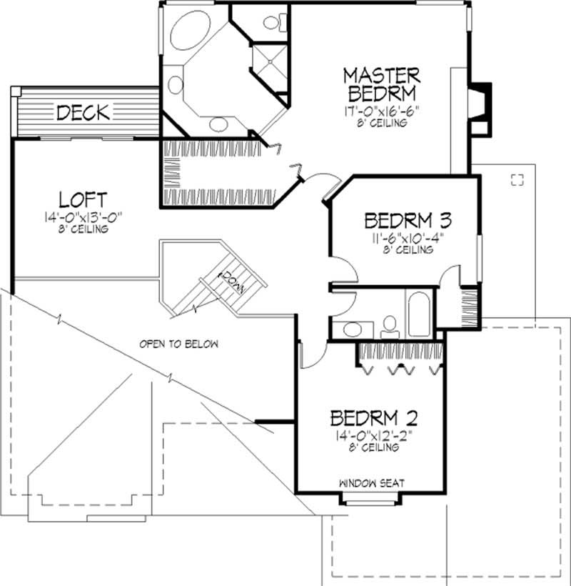 Floor Plan Second Story of Country Plan #146-1422