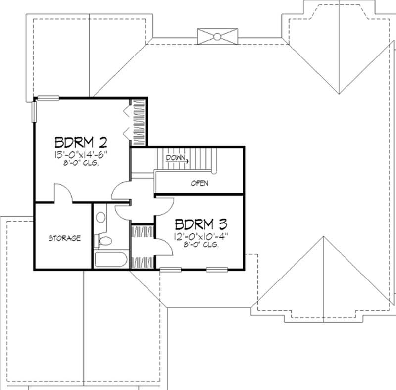 Floor Plan Second Story of Cape Cod Plan #146-1423