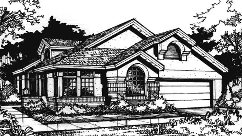Front view of Country home (ThePlanCollection: House Plan #146-1424)