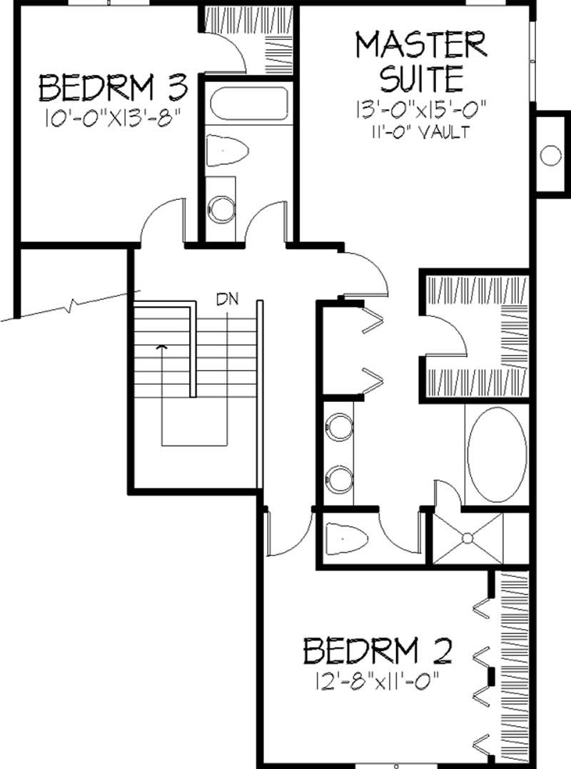 Floor Plan Second Story of Country Plan #146-1425