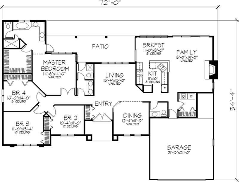 Floor Plan First Story of Florida Style Plan #146-1426