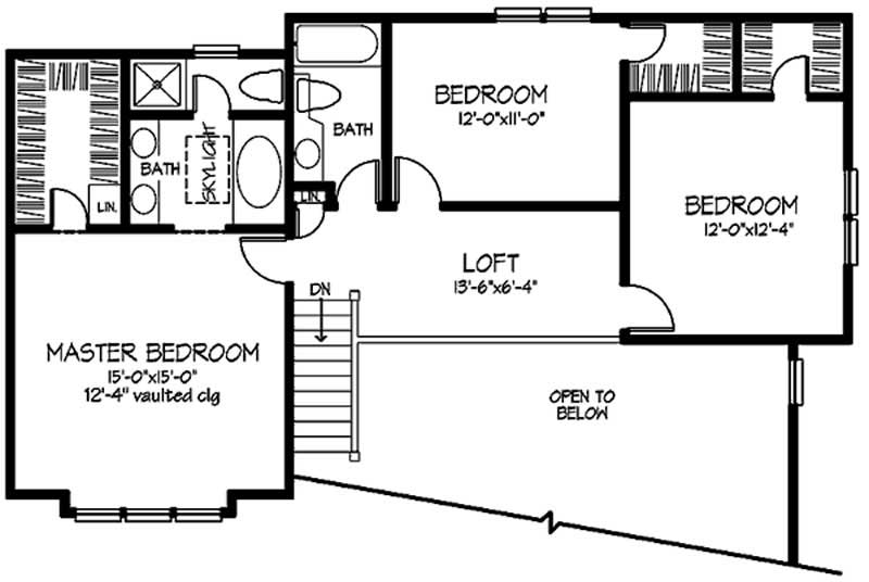Floor Plan Second Story of Country Plan #146-1428