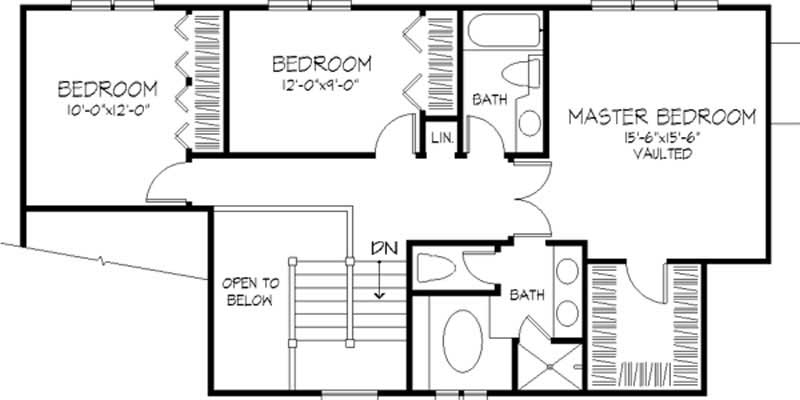 Floor Plan Second Story of Country Plan #146-1429