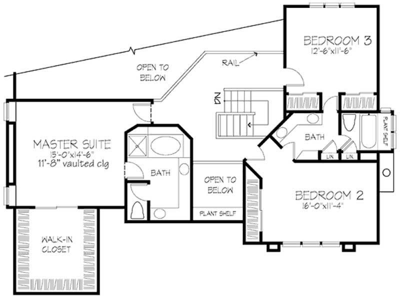 Floor Plan Second Story of Country Plan #146-1430