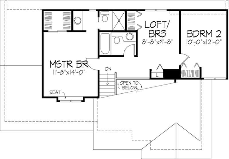 Floor Plan Second Story of Country Plan #146-1432