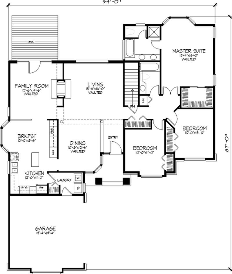 Floor Plan First Story of Country Plan #146-1440