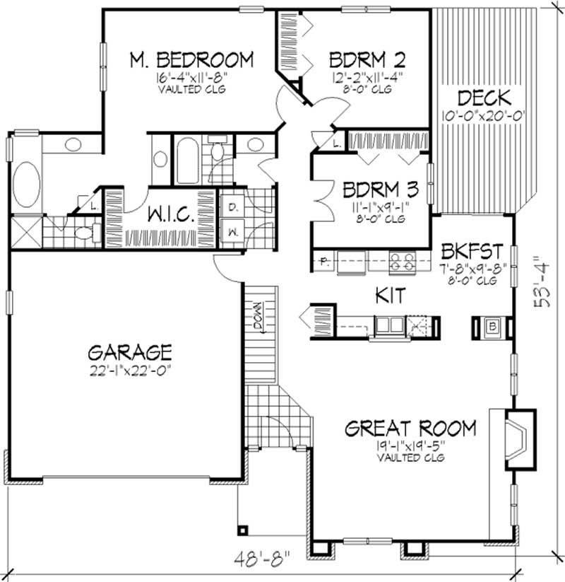 Floor Plan First Story of Country Plan #146-1444