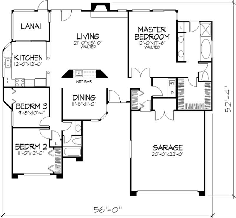 Floor Plan First Story of Florida Style Plan #146-1445