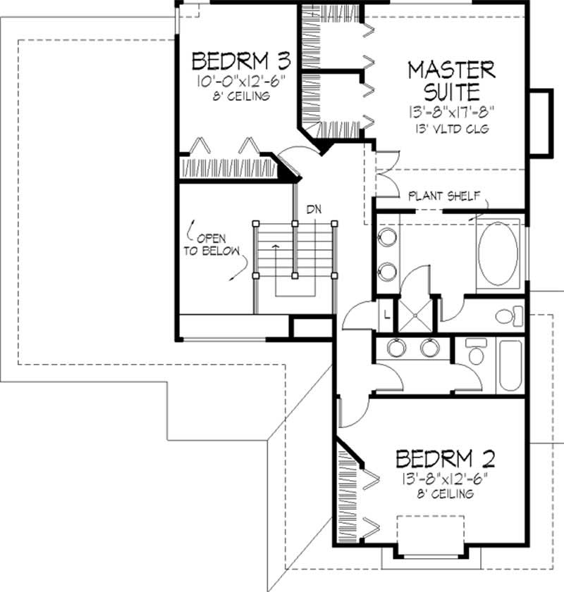 Floor Plan Second Story of Country Plan #146-1446