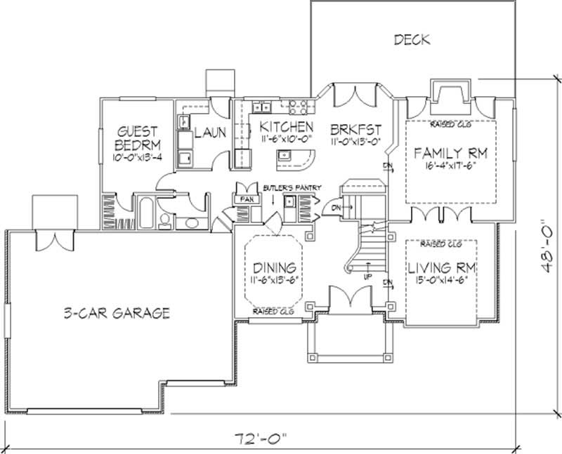 Floor Plan First Story of Country Plan #146-1448